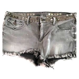 True Religion Grey Wash denim shorts